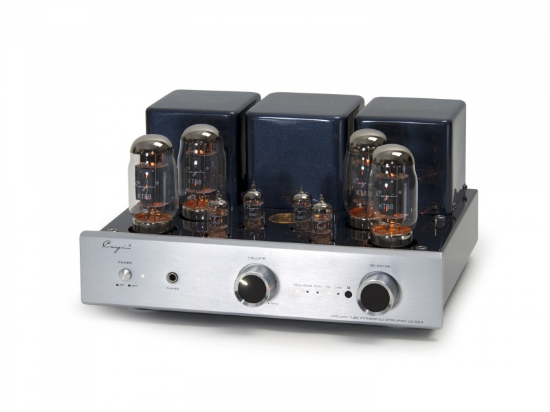 Cayin CS-55A rörförstärkare med KT88 & RIAA-steg, silver
