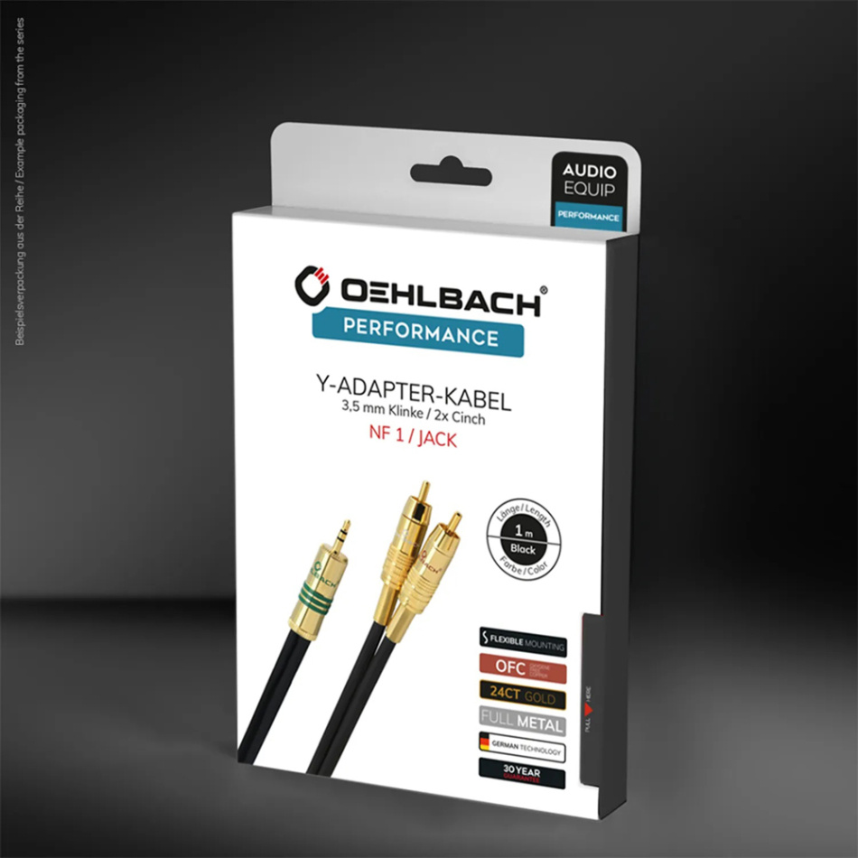 Oehlbach NF-1 signalkabel 3.5mm-2RCA, 1 meter