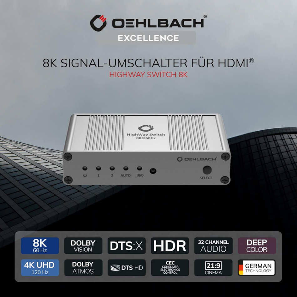 Oehlbach Highway 8K HDMI Switch 2>1
