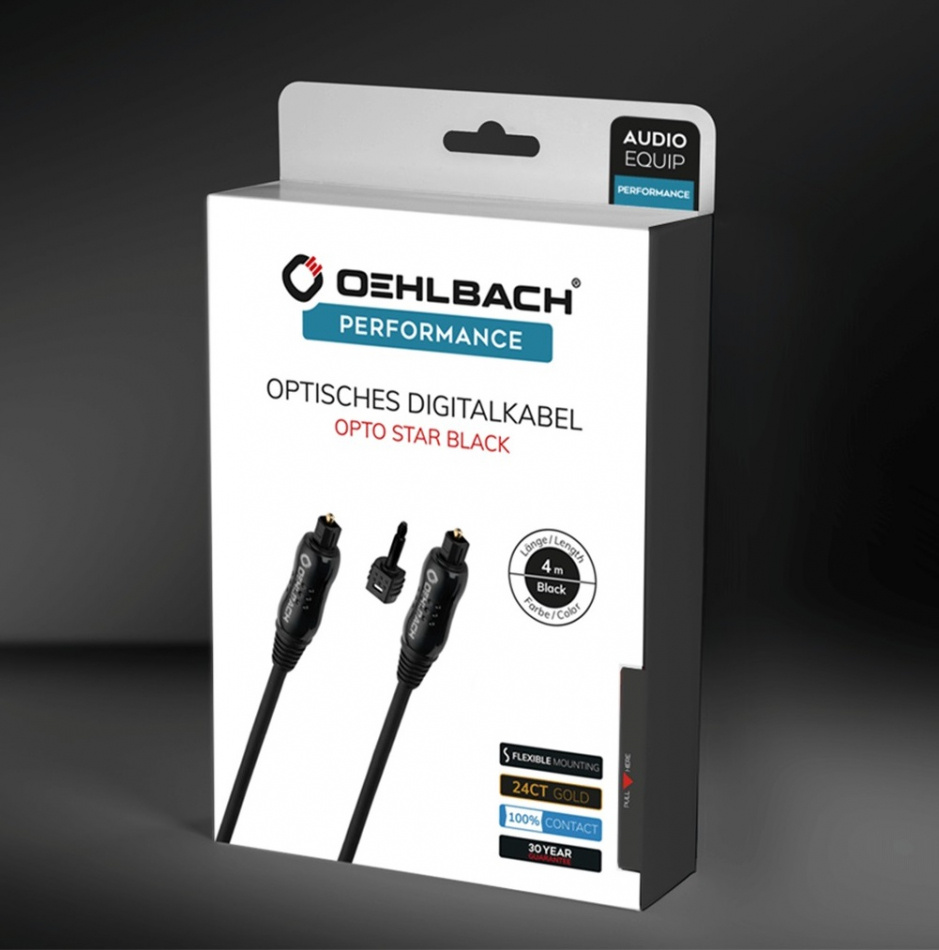 Oehlbach Opto Star Black optisk ljudkabel mini-Toslink, 0.5 meter