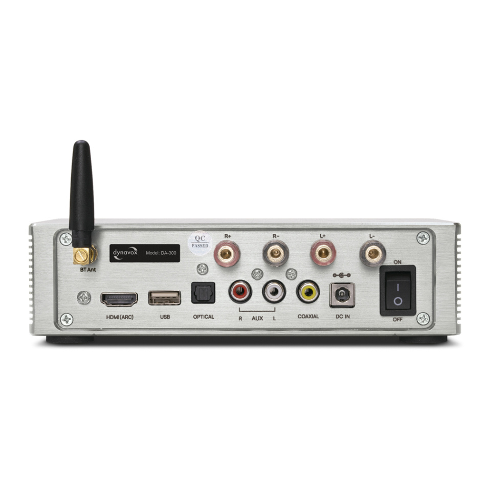 Dynavox DA-300 kompakt förstärkare med HDMI ARC & Bluetooth, silver