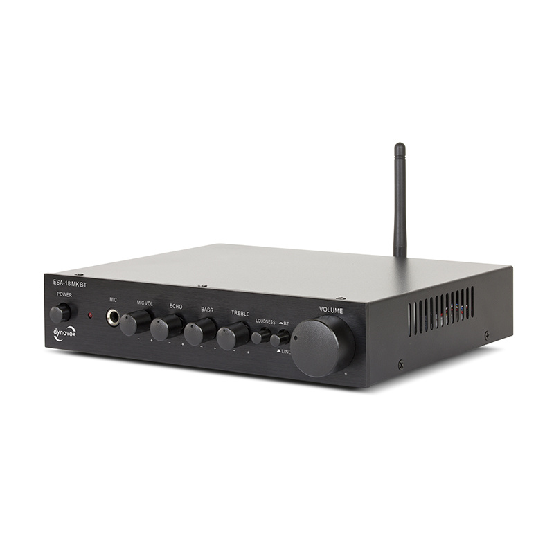 Dynavox ESA-18 MK BT kompakt stereoförstärkare med mikrofoningång & Bluetooth, svart