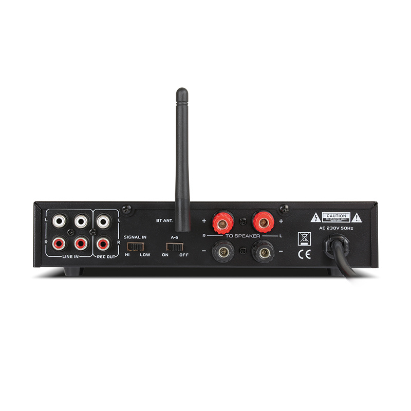 Dynavox ESA-18 MK BT kompakt stereoförstärkare med mikrofoningång & Bluetooth, silver