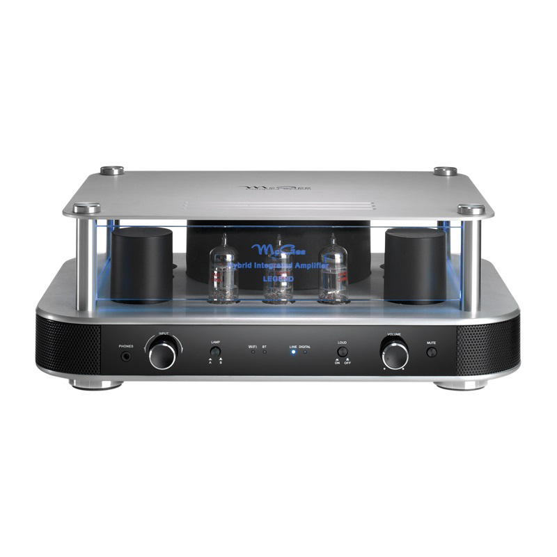 McGee Legend rörbestyckad stereoförstärkare med nätverk & DAC, silver/svart