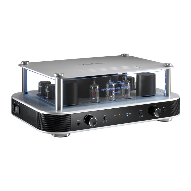 McGee Legend rörbestyckad stereoförstärkare med nätverk & DAC, silver/svart
