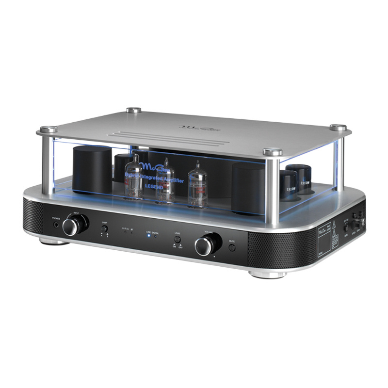 McGee Legend rörbestyckad stereoförstärkare med nätverk & DAC, silver/svart