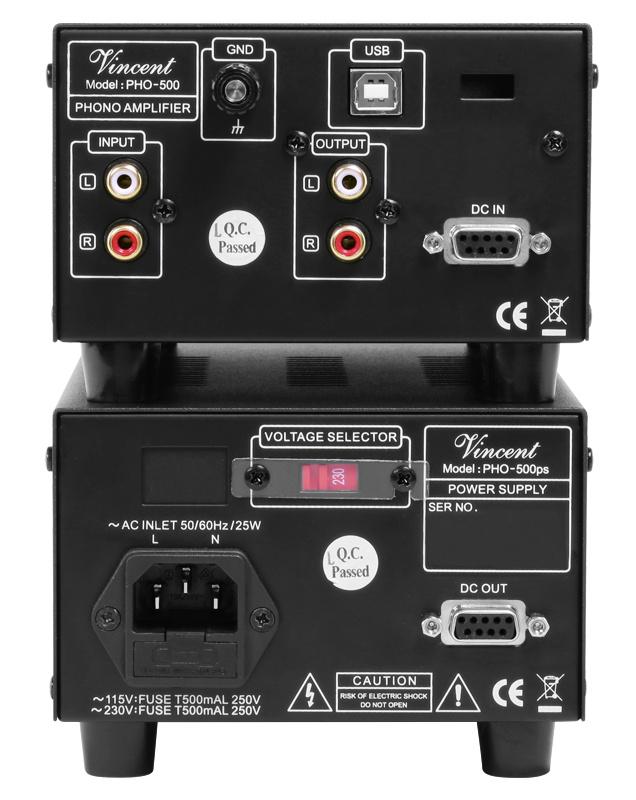 Vincent PHO-500 RIAA-steg med USB för vinylspelare, svart