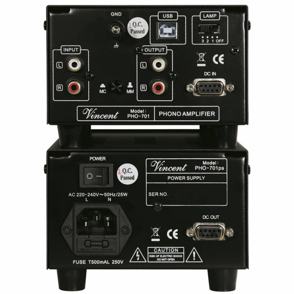 Vincent PHO-701 rörbestyckat RIAA-steg med ECC82 & USB för vinylspelare, svart