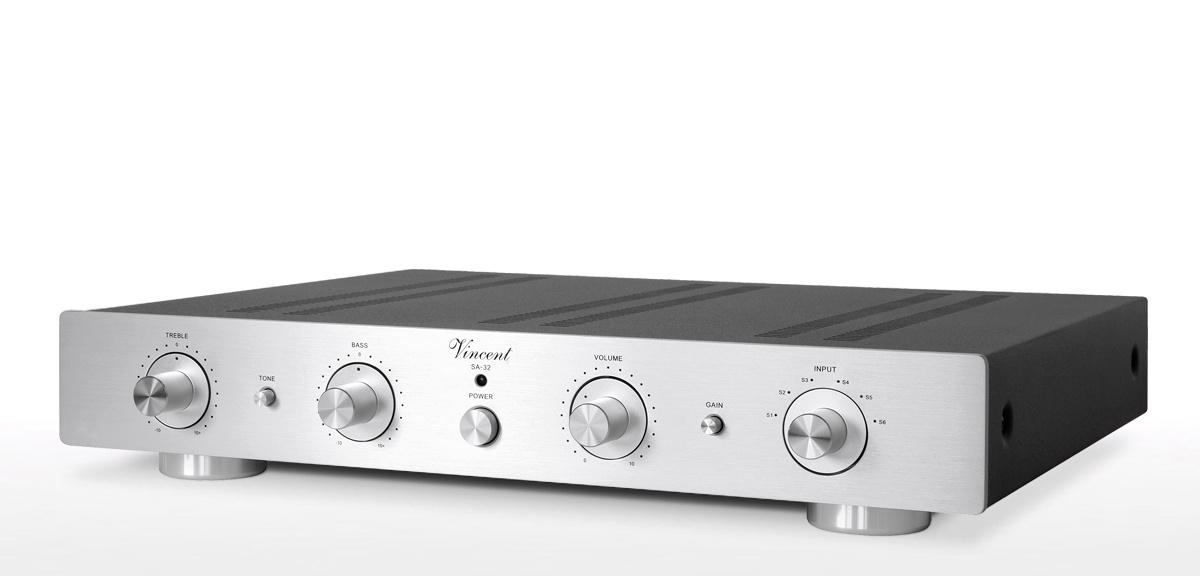 Vincent SA-32 rörbaserat stereoförsteg med XLR, silver