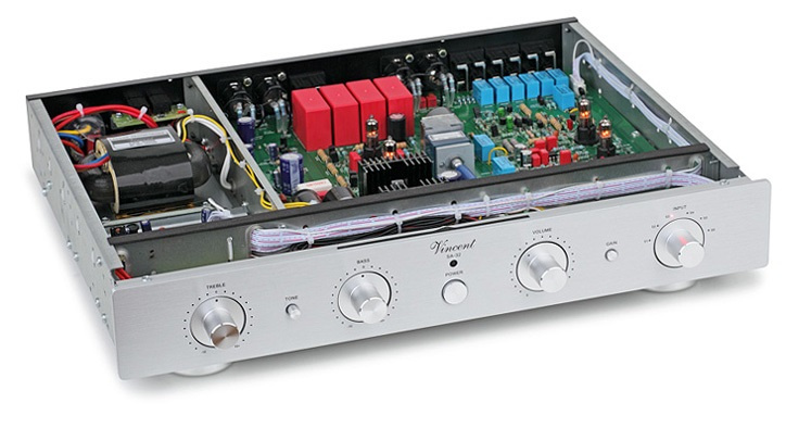 Vincent SA-32 rörbaserat stereoförsteg med XLR, silver