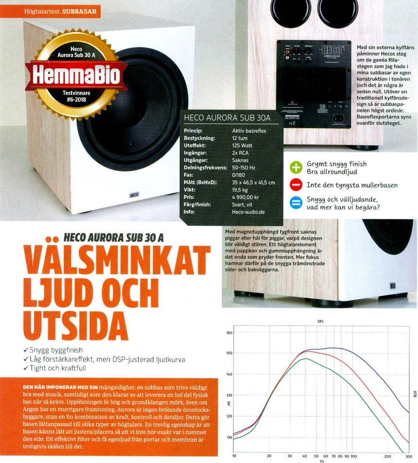 Heco Aurora Sub30A, aktiv subwoofer Ebony Black