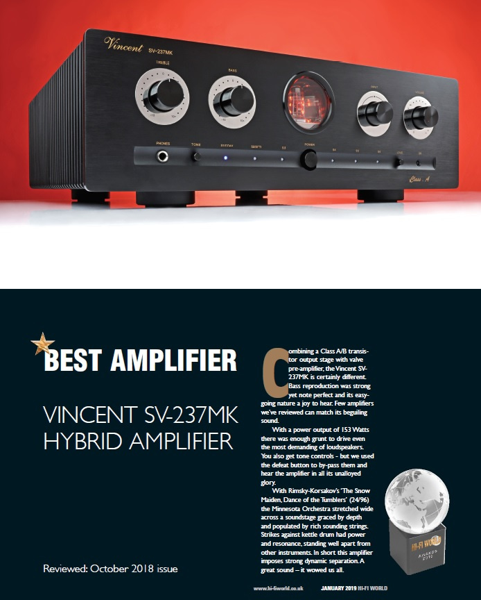 Vincent SV-237MK rörbestyckad stereoförstärkare med DAC, svart