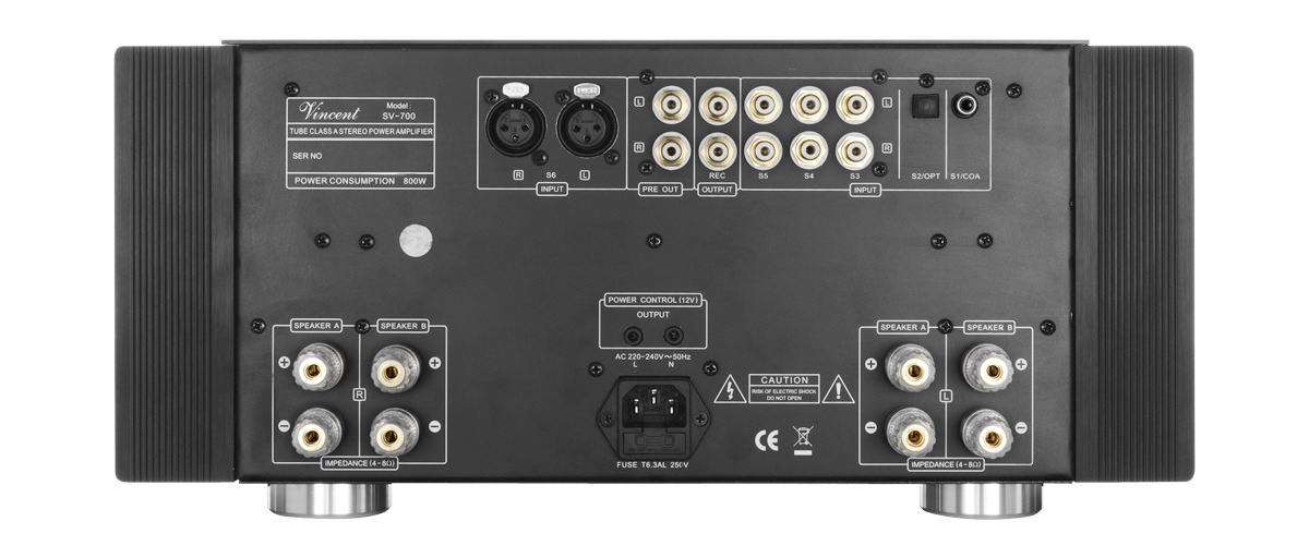 Vincent SV-700 rörbestyckad stereoförstärkare med DAC & XLR, silver