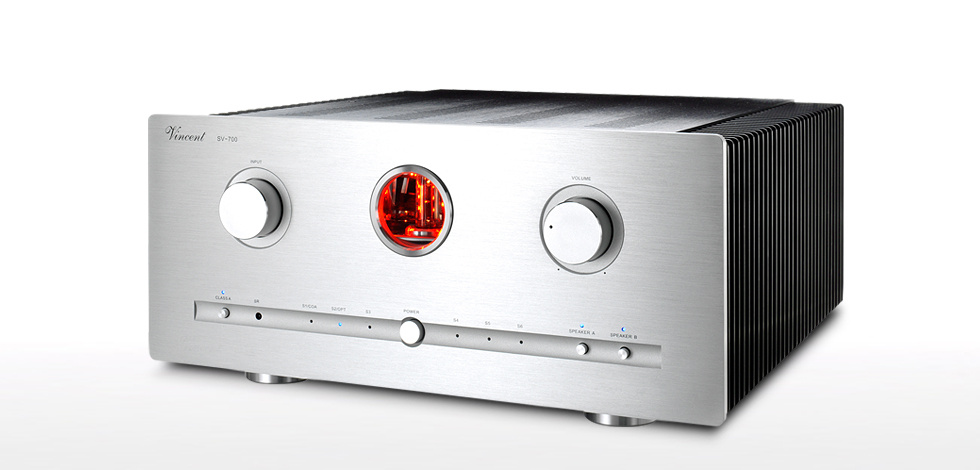 Vincent SV-700 rörbestyckad stereoförstärkare med DAC & XLR, silver