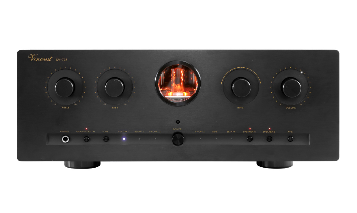 Vincent SV-737 rörbestyckad stereoförstärkare med DAC, svart