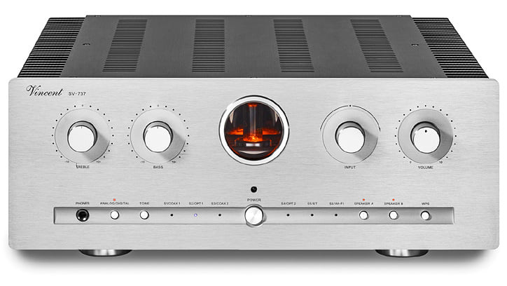 Vincent SV-737 rörbestyckad stereoförstärkare med DAC, silver