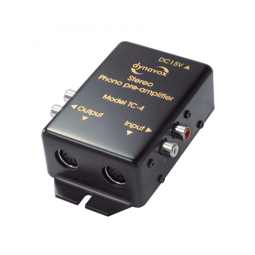 Dynavox TC-4 RIAA-steg för vinylspelare med DIN & RCA, svart