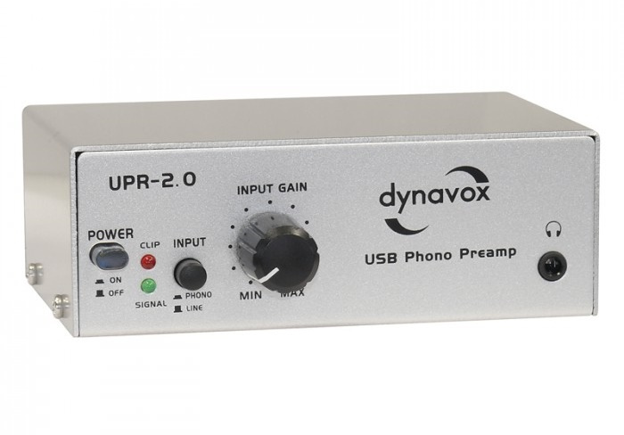 Dynavox UPR 2.0 RIAA-steg med USB & hörlursförstärkare för vinylspelare, silver