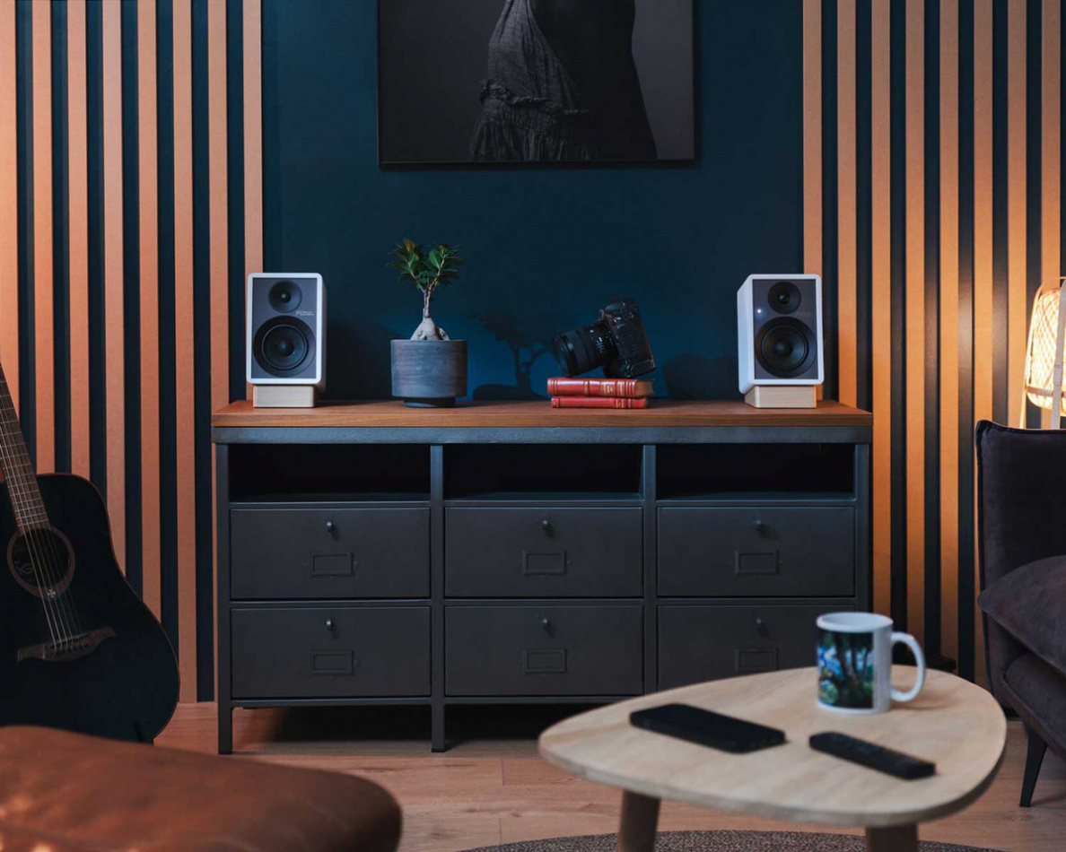 Onkyo GX-30ARC aktiva stereohögtalare med HDMI ARC, vitt par