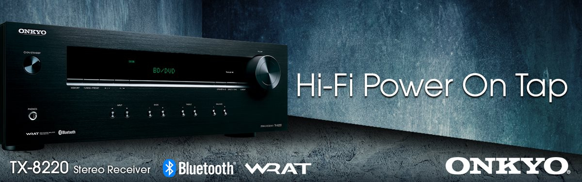 Onkyo TX-8220 stereoförstärkare med DAC & RIAA-steg, svart