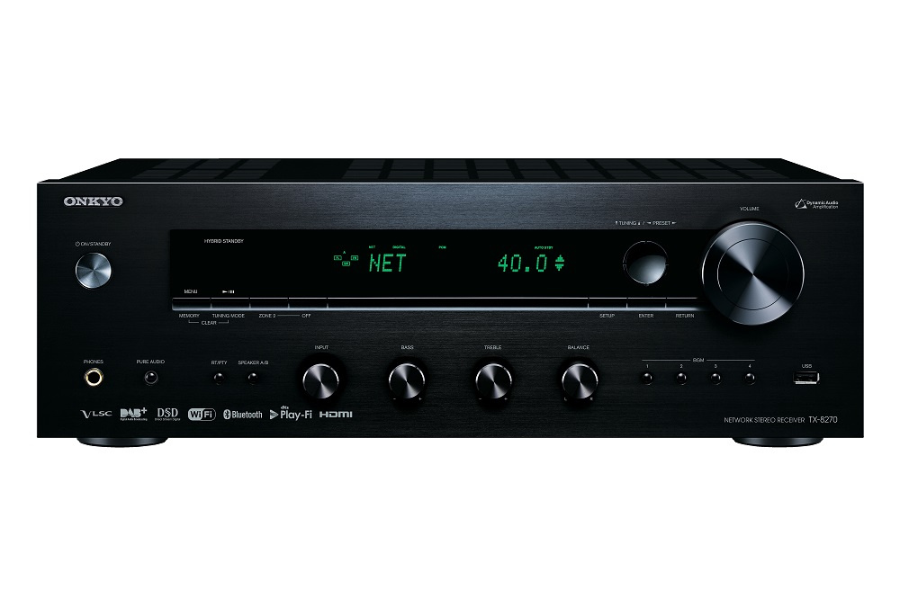 Onkyo TX-8270 stereoförstärkare med nätverk, HDMI & RIAA-steg, svart