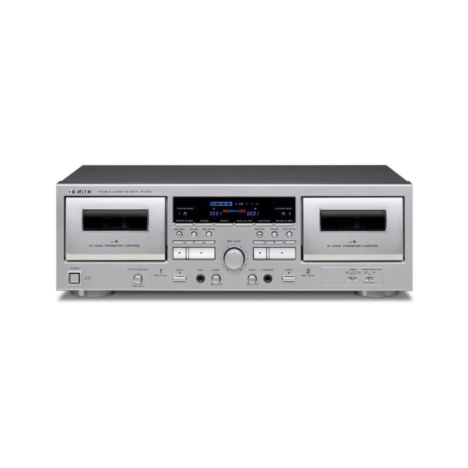 Teac W-1200 dubbeldäck kasettband med digitalisering, silver
