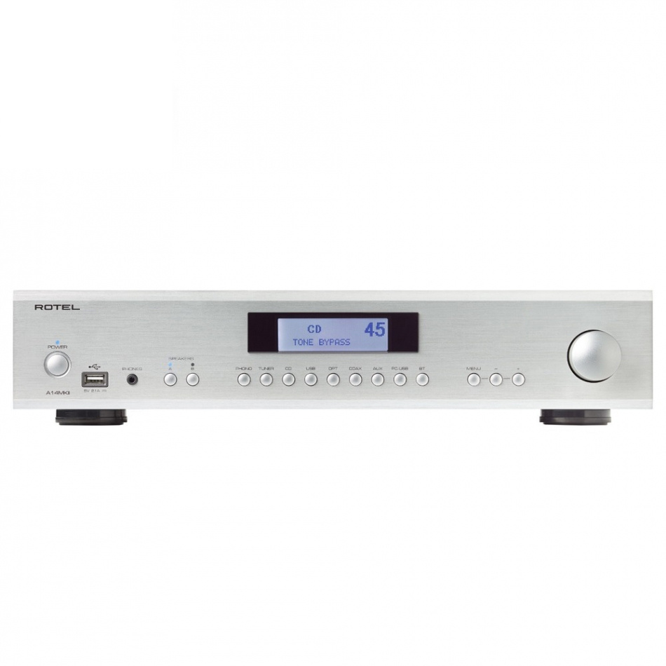 Rotel A14 MKII stereoförstärkare med DAC, RIAA-steg & MQA-stöd, silver