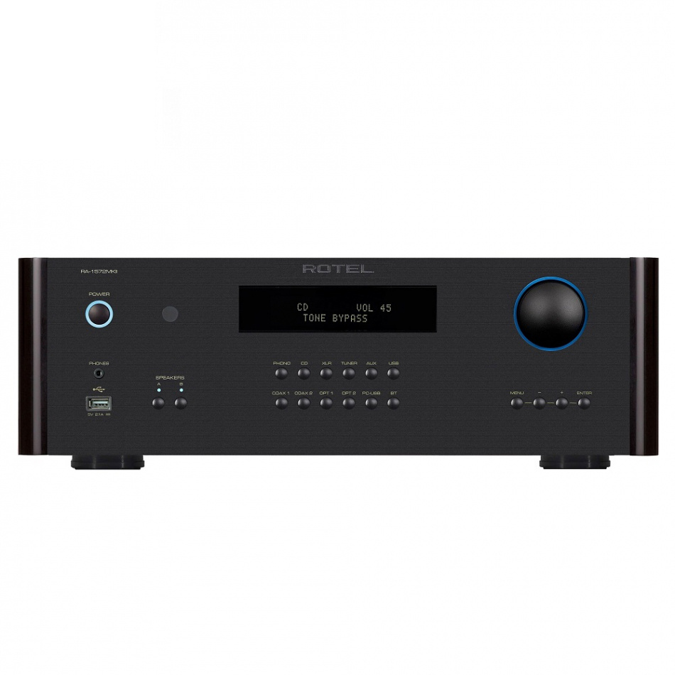 Rotel RA1572 MKII stereoförstärkare med DAC, RIAA-steg & MQA-stöd, svart