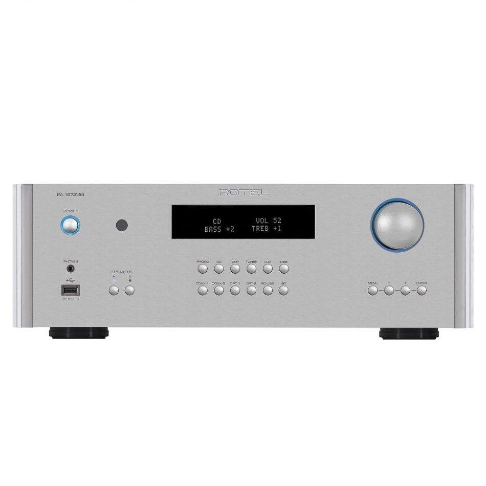 Rotel RA1572 MKII stereoförstärkare med DAC, RIAA-steg & MQA-stöd, silver
