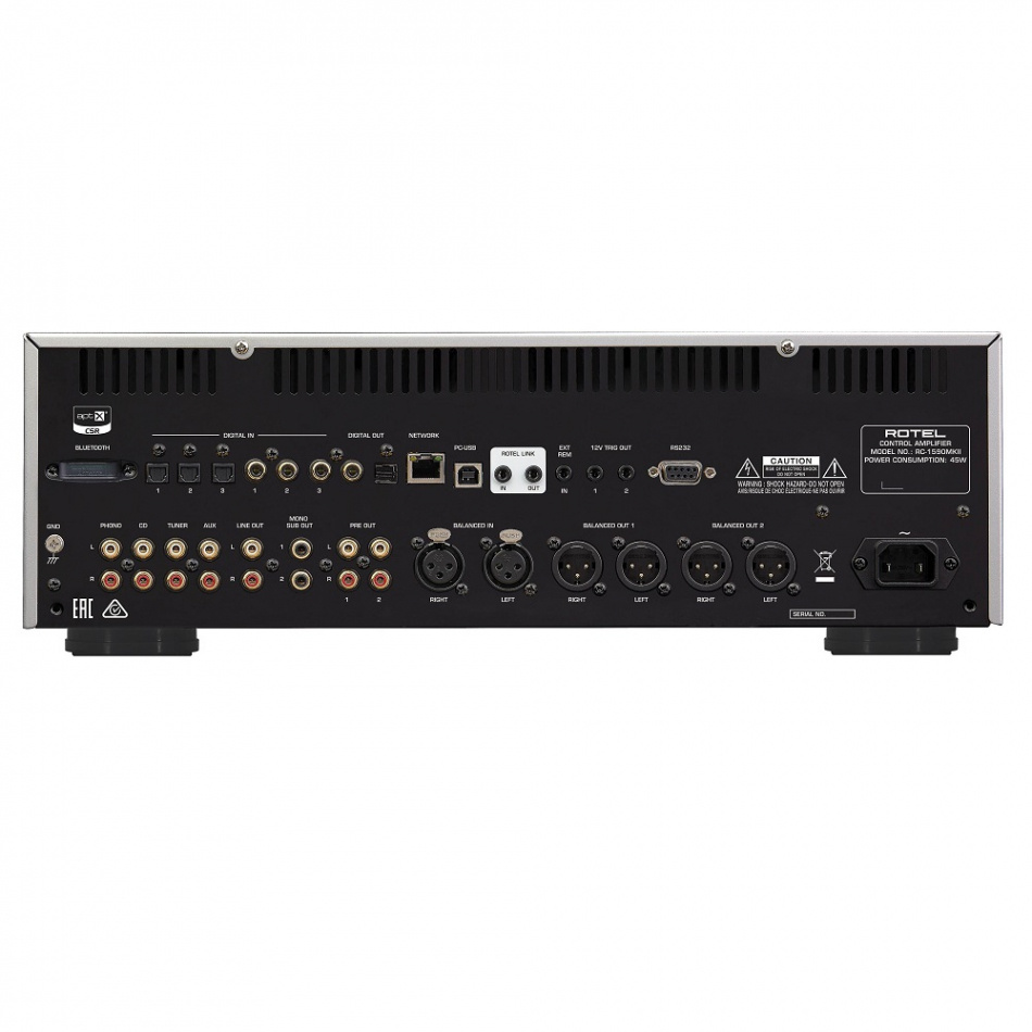 Rotel RC1590 MKII stereoförsteg med DAC, RIAA-steg & MQA-stöd, silver