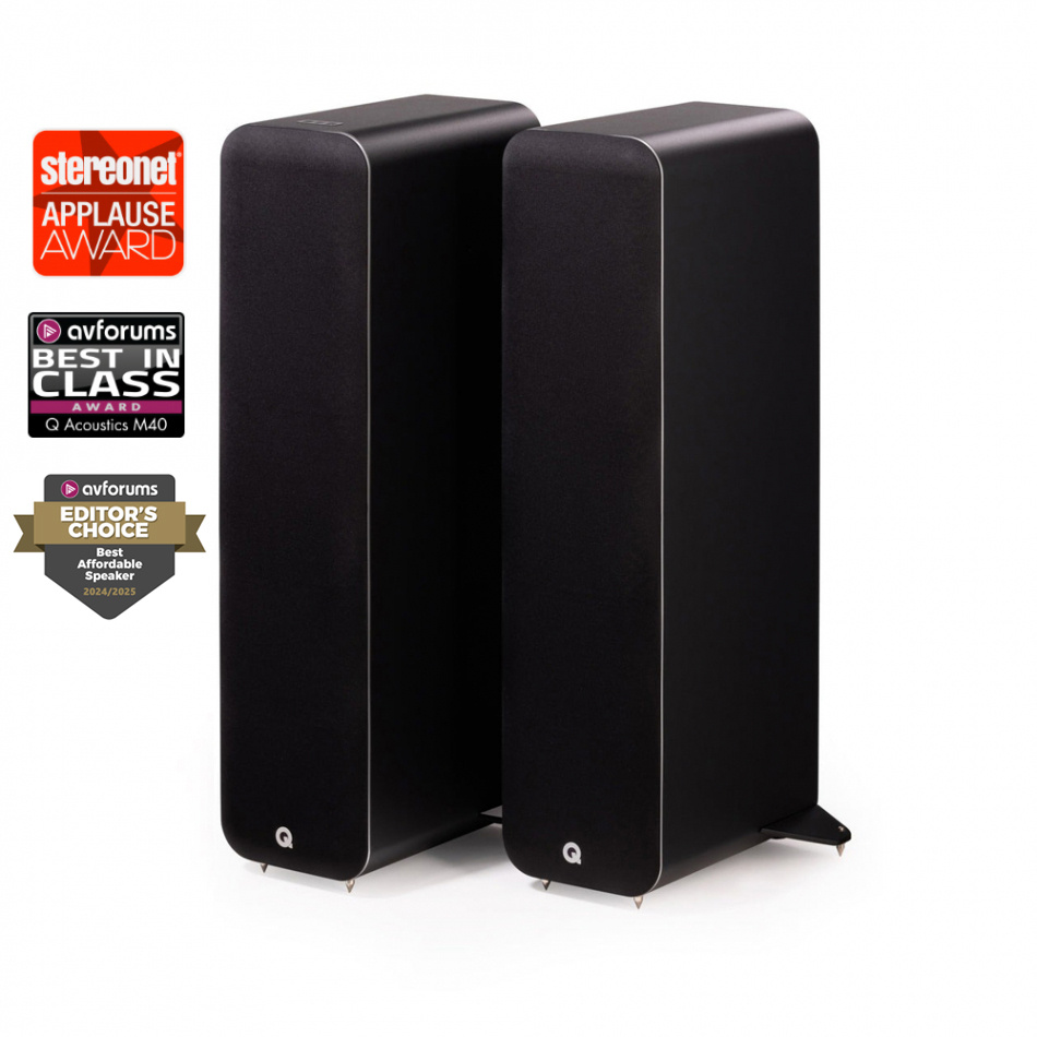 Q Acoustics M40 aktiva stereohögtalare med Bluetooth & DAC, svart par