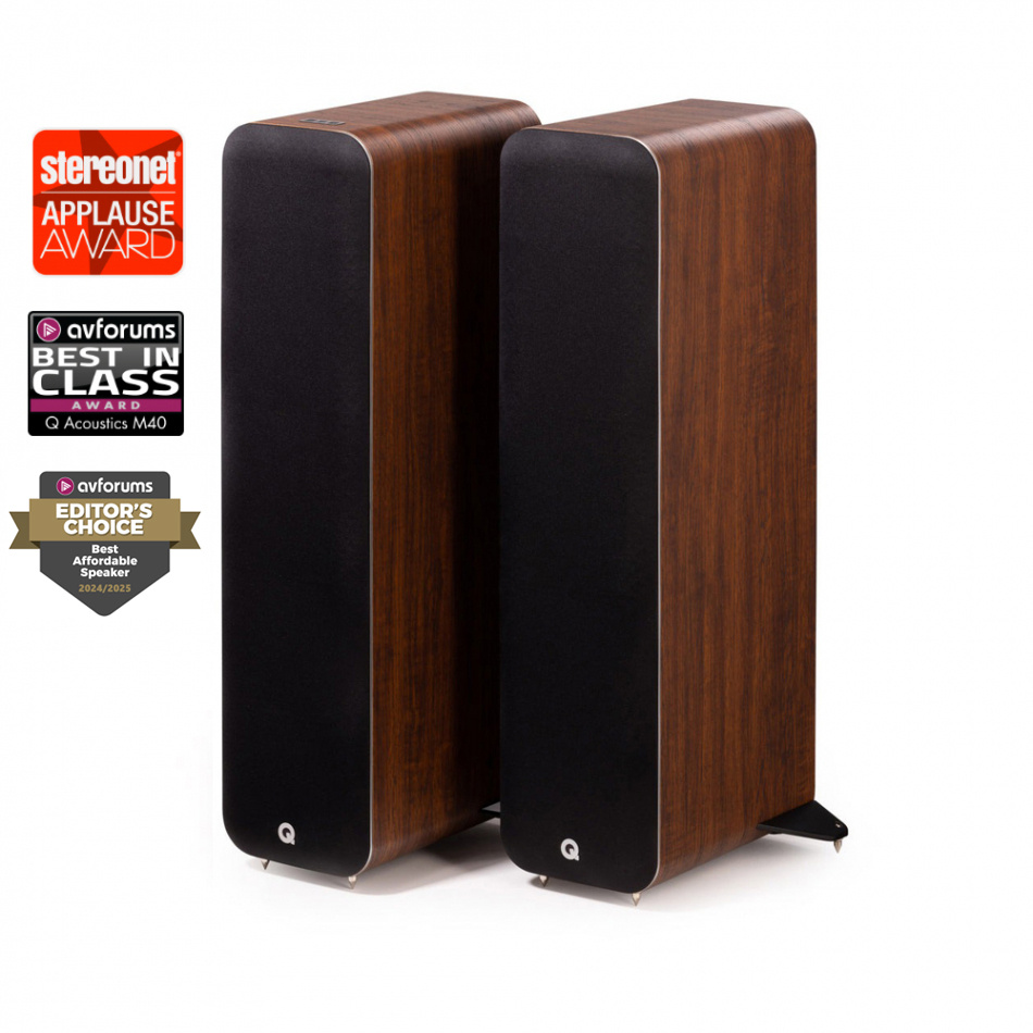 Q Acoustics M40 aktiva stereohögtalare med Bluetooth & DAC, valnöt par