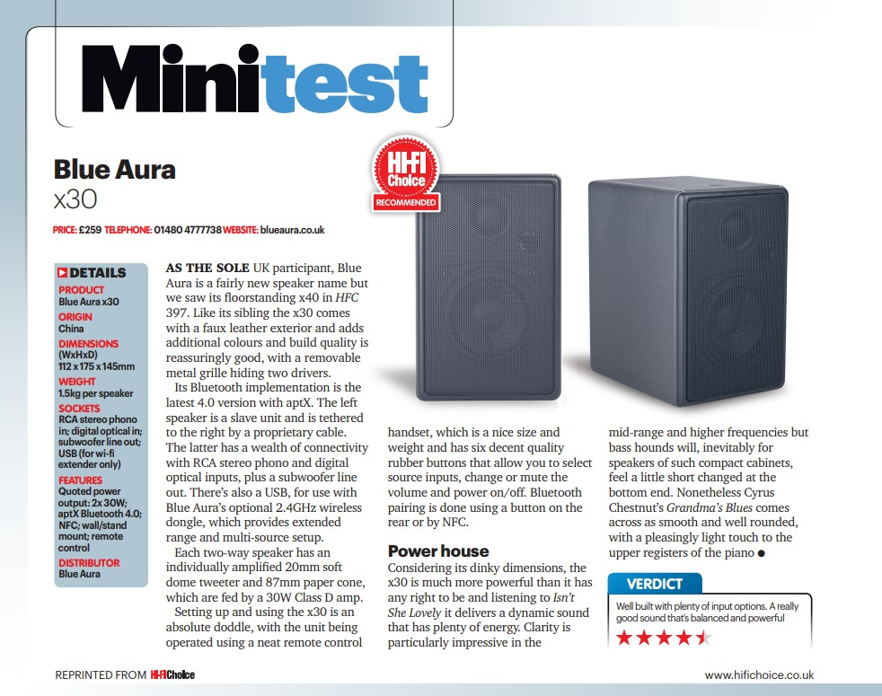 Blue Aura X30 aktiva högtalare, lädersvart par