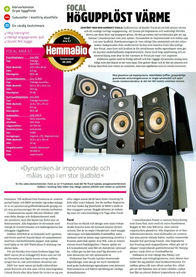 Focal Aria 906 stativhögtalare, ljust valnötspar (Prime)