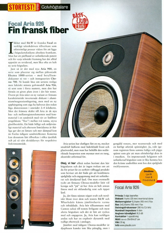 Focal Aria 926 golvhögtalare, ljust valnötspar (Prime)