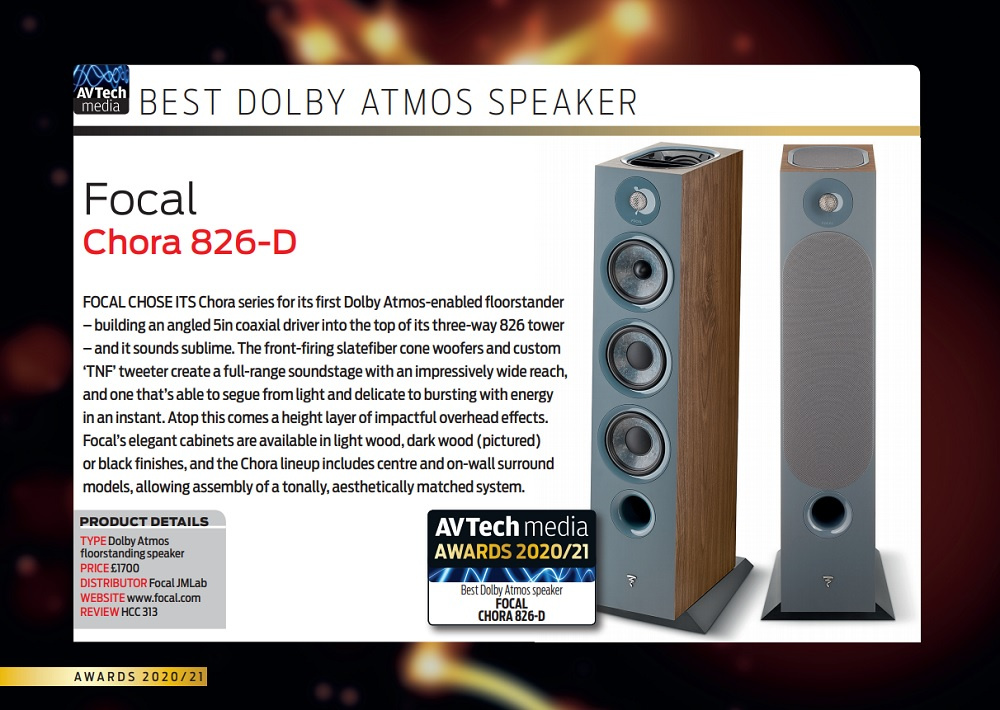 Focal Chora 826-D, golvhögtalare med Dolby Atmos Light Wood par