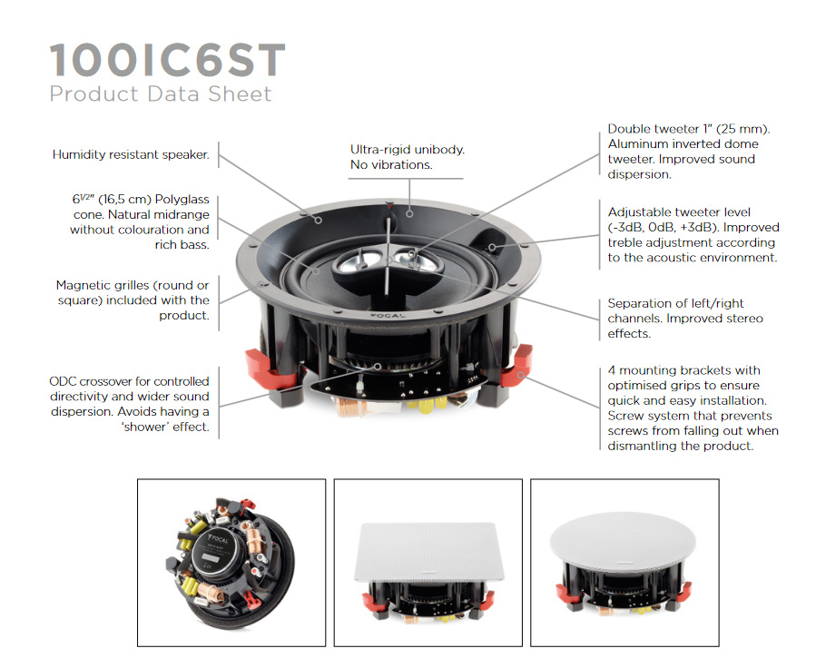 Focal 100ICW-6ST inbyggnadshögtalare för tak, single-stereo