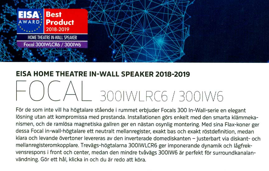 Focal 300IW6 inbyggnadshögtalare för vägg, styck