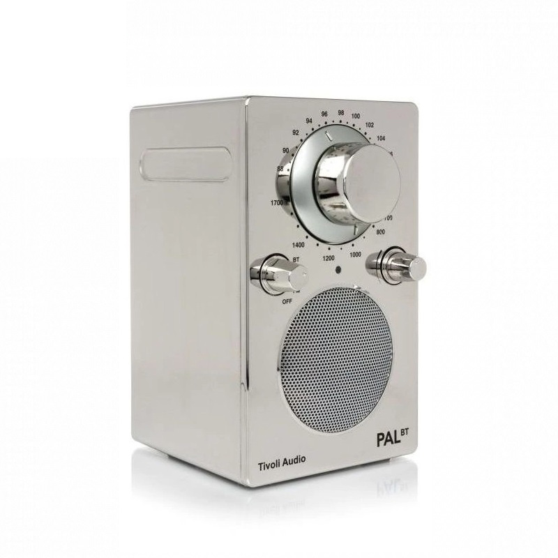 Tivoli Audio PAL BT gen 2, vattentålig FM-radio med Bluetooth, krom