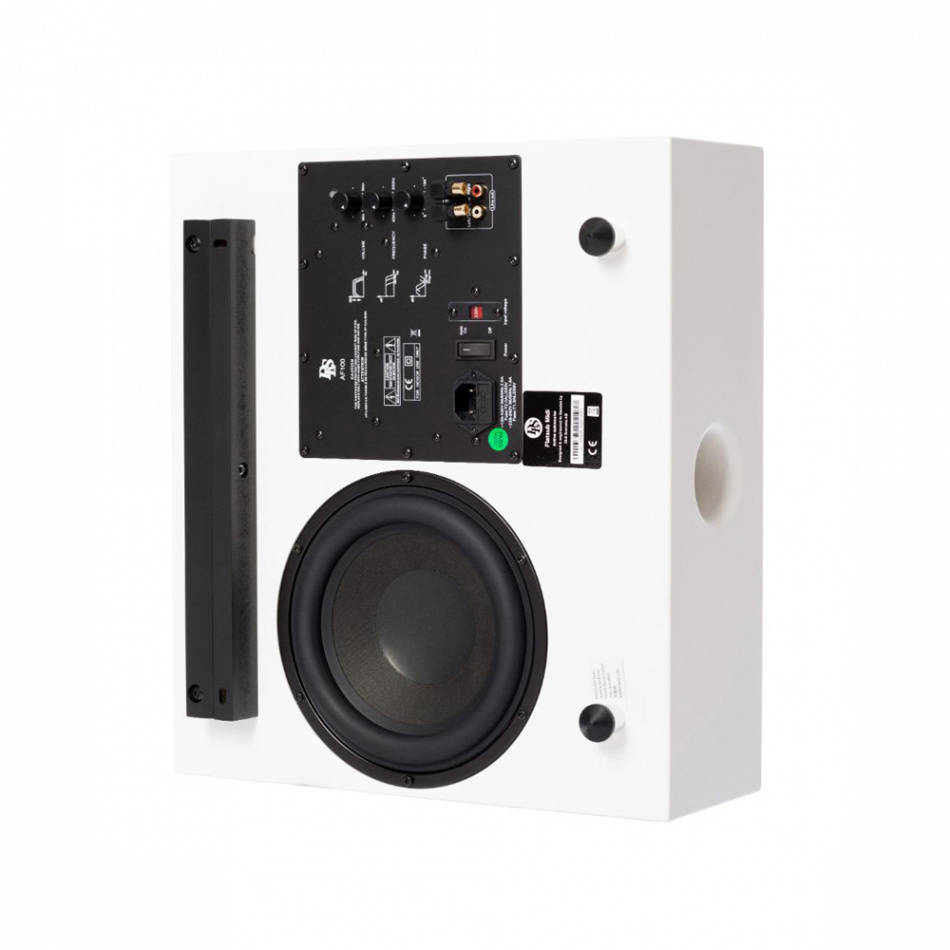 DLS Flatsub Midi väggmonteringsbar aktiv subwoofer, mattvit