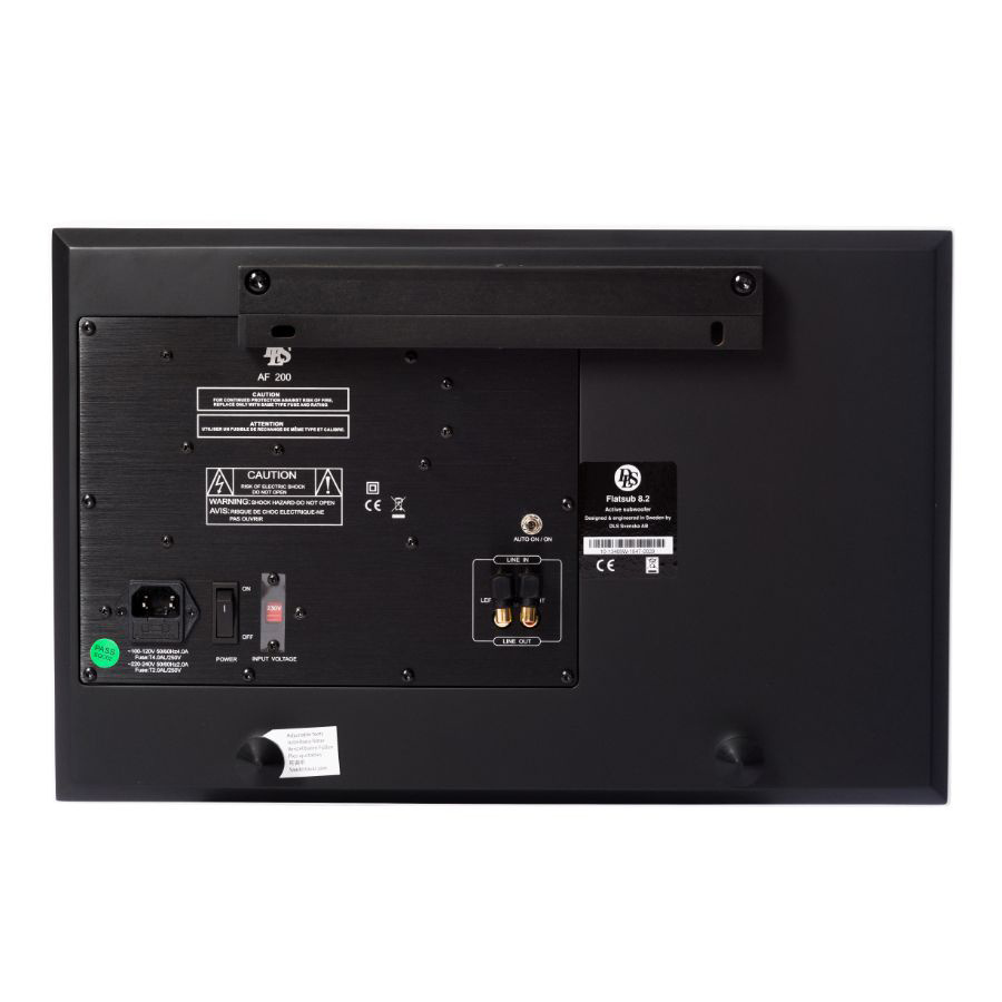 DLS Flatsub 8.2 väggmonteringsbar aktiv subwoofer, pianosvart