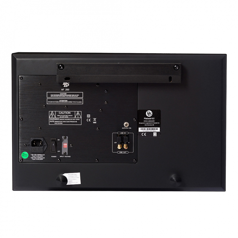 DLS Flatsub 8.2 väggmonteringsbar aktiv subwoofer, mattsvart