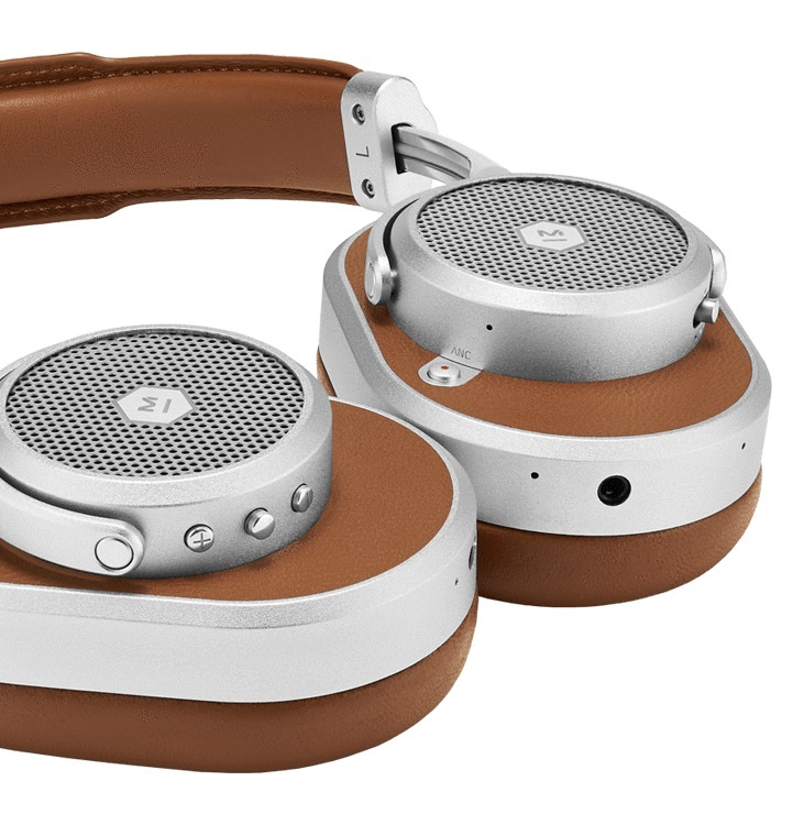 Master & Dynamic MW65 Over-Ear hörlurar med brusreducering, Silver/brun