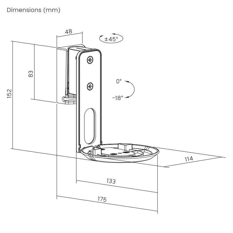 Vivolink VLMSP-E100 väggfäste för Sonos Era 100, svart styck