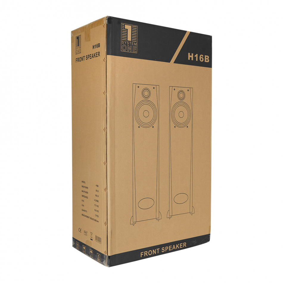 System One H16B golvhögtalare, svart par