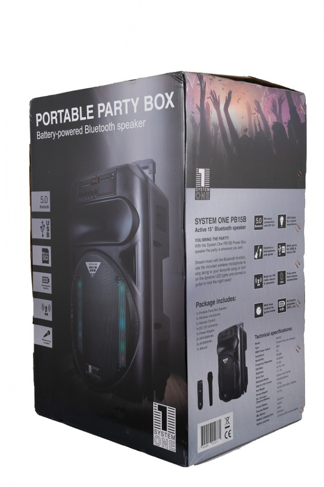 System One Partybox 15 högtalare med Bluetooth & karaoke