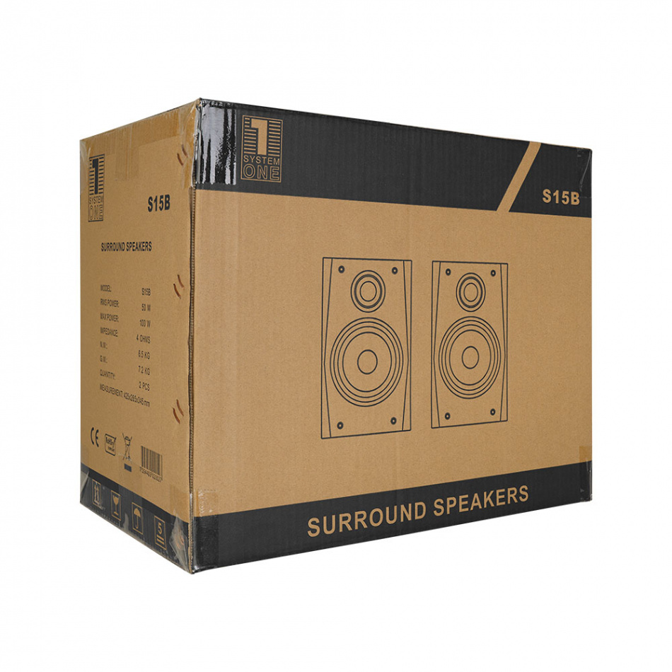 System One S15B stativhögtalare, svart par