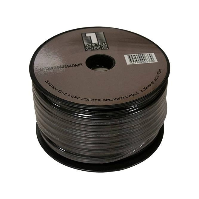 System One SC2x25MM högtalarkabel 2.5 mm2 svart, 40 meters spole