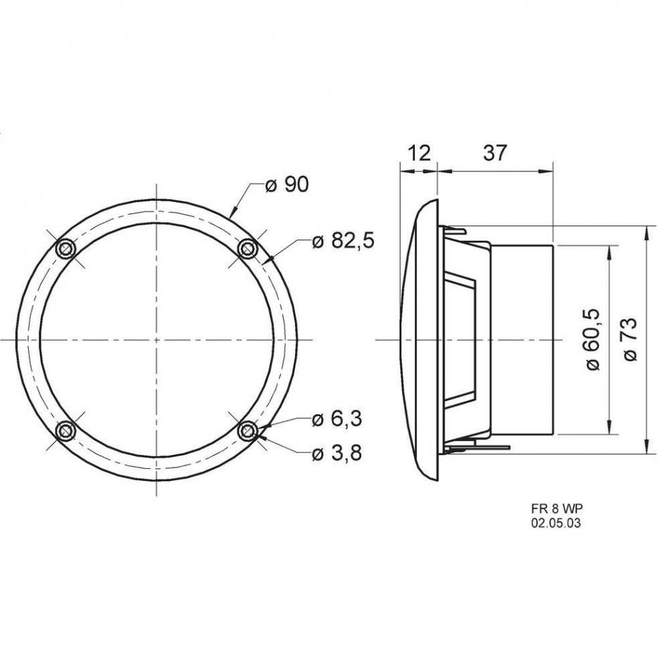 Visaton FR8 WP 8 Ohm marin infällnadshögtalare vit, styck