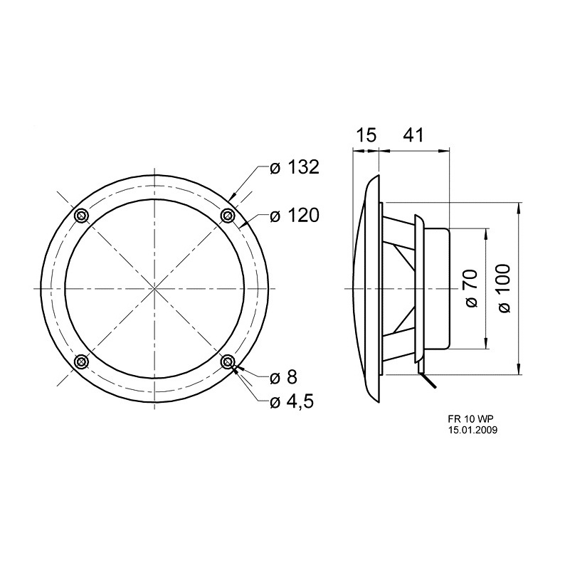 Visaton FR10 WP inbyggnadshögtalare för tak, svart styck